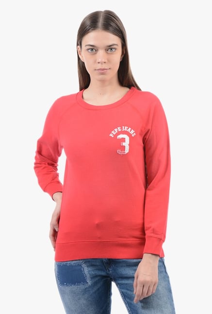 Pepe Jeans Red Regular Fit Sweatshirt Pepe Jeans Red Regular Fit Sweatshirt