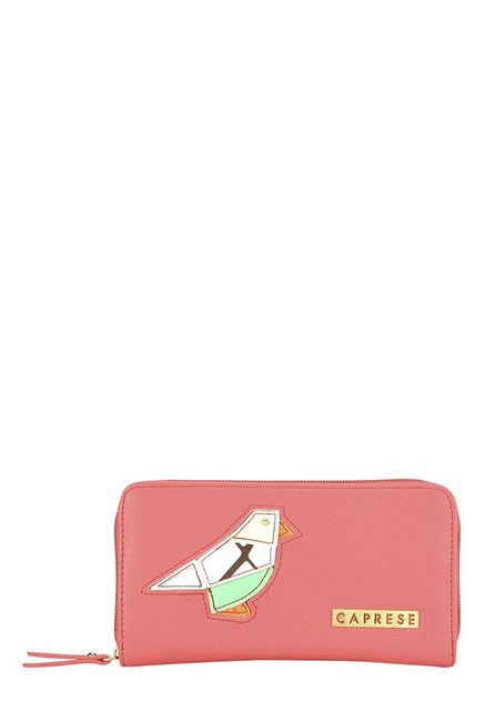 Caprese Birdie Coral Pink Applique Wallet Caprese Birdie Coral Pink Applique Wallet