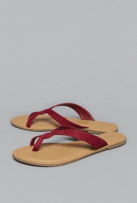 LUNA BLU by Westside Maroon Criss-Cross Sandals LUNA BLU by Westside Maroon Criss-Cross Sandals