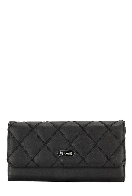 Lavie Black Stitched Flap Wallet Lavie Black Stitched Flap Wallet