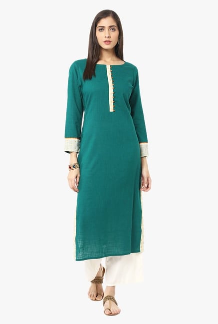 Jaipur Kurti Green & White Cotton Kurta With Palazzo Jaipur Kurti Green & White Cotton Kurta With Palazzo