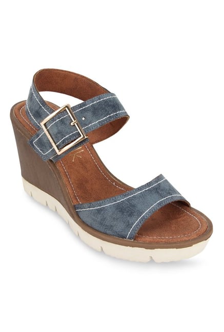 Catwalk Denim Blue Ankle Strap Wedges Catwalk Denim Blue Ankle Strap Wedges