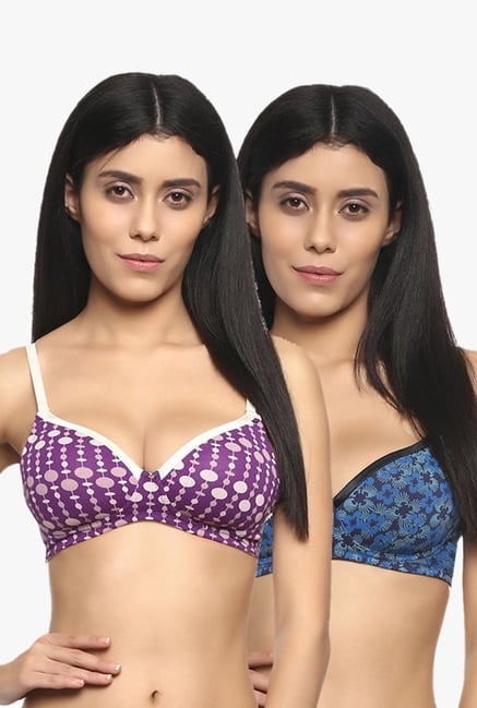 Soie Purple & Blue Non Wired Padded Seamless Bra (Pack Of 2) Soie Purple & Blue Non Wired Padded Seamless Bra (Pack Of 2)