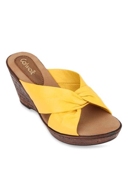 Catwalk Yellow Cross Strap Wedges Catwalk Yellow Cross Strap Wedges