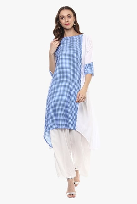 Ziyaa Blue & White Checks Kurta Ziyaa Blue & White Checks Kurta