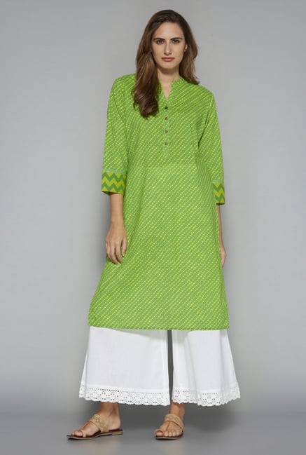 Utsa by Westside Lime Green Pure Cotton Kurta Utsa by Westside Lime Green Pure Cotton Kurta