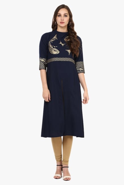 Ziyaa Navy Printed Kurta Ziyaa Navy Printed Kurta