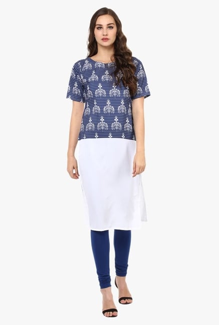 Ziyaa Blue & White Printed Kurta Ziyaa Blue & White Printed Kurta