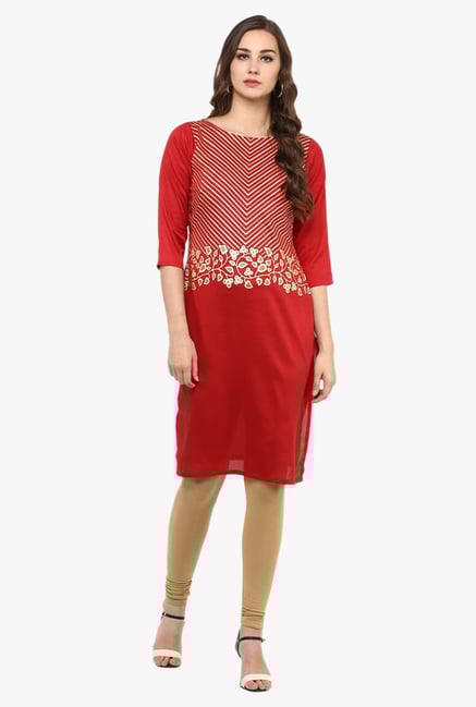 Ziyaa Red Printed Kurta Ziyaa Red Printed Kurta