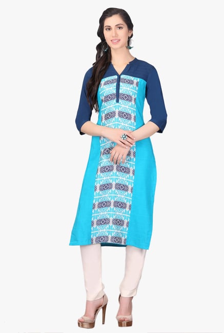 Aurelia Blue Embroidered Cotton Kurta Aurelia Blue Embroidered Cotton Kurta