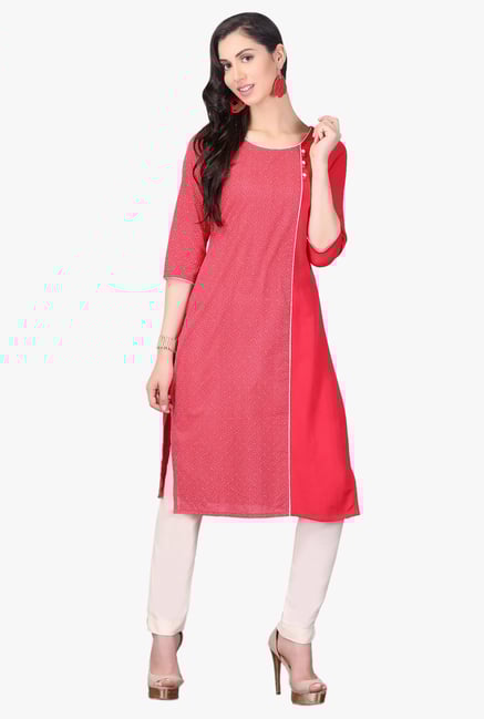 Aurelia Red Printed Regular Fit Cotton Kurta Aurelia Red Printed Regular Fit Cotton Kurta