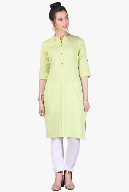 Aurelia Green Regular Fit Cotton Kurta Aurelia Green Regular Fit Cotton Kurta