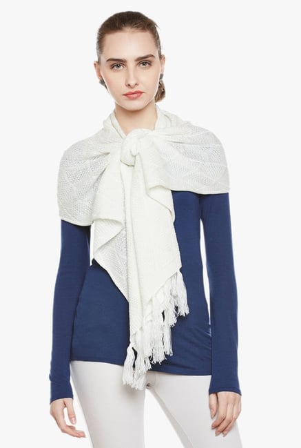 Cayman Off White Crochet Acrylic Wool Stole Cayman Off White Crochet Acrylic Wool Stole