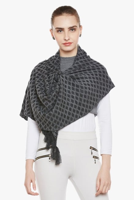 Cayman Grey Printed Acrylic Wool Reversible Stole Cayman Grey Printed Acrylic Wool Reversible Stole