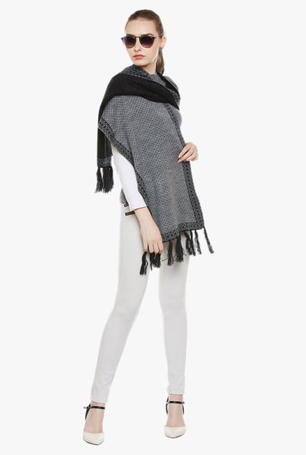 Cayman Grey Printed Acrylic Wool Reversible Stole Cayman Grey Printed Acrylic Wool Reversible Stole