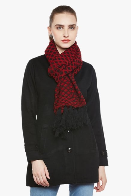 Cayman Red & Black Printed Acrylic Wool Reversible Stole Cayman Red & Black Printed Acrylic Wool Reversible Stole