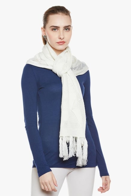 Cayman Off White Crochet Acrylic Wool Stole Cayman Off White Crochet Acrylic Wool Stole