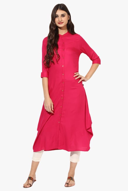 Juniper Fuchsia Regular Fit Rayon A-Line Kurta Juniper Fuchsia Regular Fit Rayon A-Line Kurta