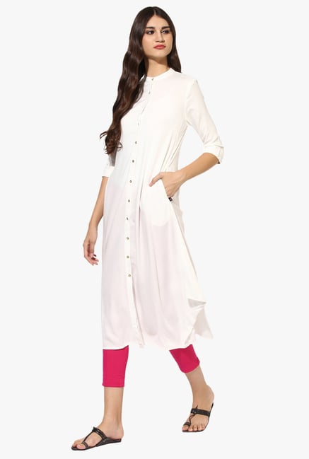 Juniper Off White Regular Fit Rayon A-Line Kurta Juniper Off White Regular Fit Rayon A-Line Kurta