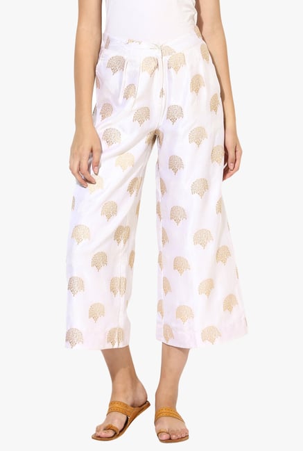 Juniper White Printed Silk Palazzo Juniper White Printed Silk Palazzo