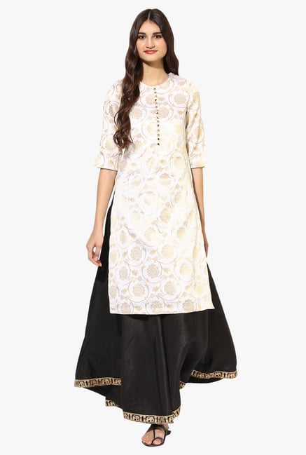 Juniper White Printed Silk Kurta Juniper White Printed Silk Kurta