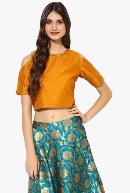Juniper Orange Embellished Crop Top Juniper Orange Embellished Crop Top