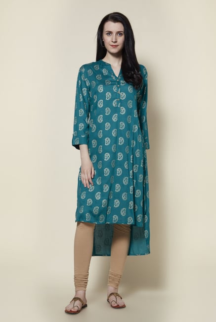 Zudio Teal Printed Kurta Zudio Teal Printed Kurta