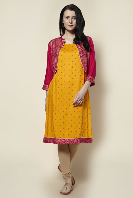 Zudio Bright Orange Kurta with Jacket Zudio Bright Orange Kurta with Jacket