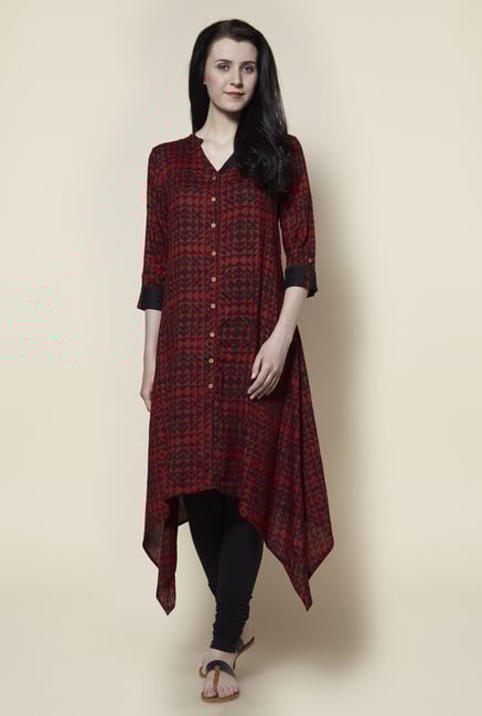 Zudio Black Slim Fit Printed Kurta Zudio Black Slim Fit Printed Kurta