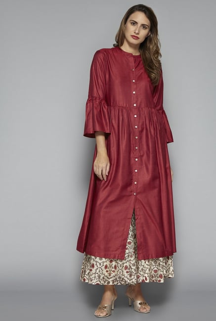Zuba by Westside Maroon Kurta Zuba by Westside Maroon Kurta