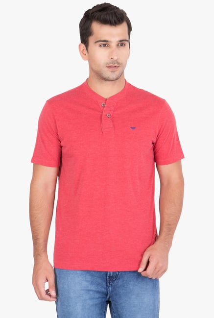 Red Tape Red Half Sleeves Henley T-Shirt Red Tape Red Half Sleeves Henley T-Shirt