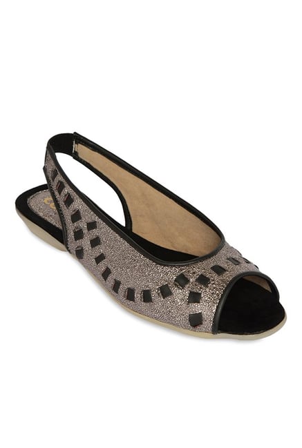 Cocoon Pewter & Black Sling Back Sandals Cocoon Pewter & Black Sling Back Sandals