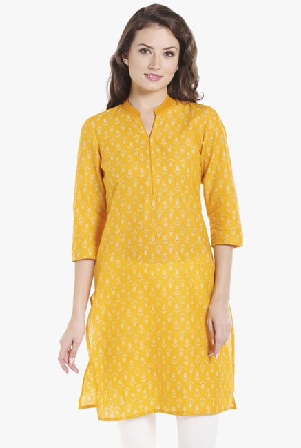 Globus Yellow Printed Kurti Globus Yellow Printed Kurti