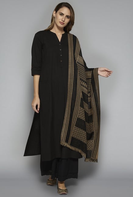 Utsa by Westside Black Pure Wool Stole Utsa by Westside Black Pure Wool Stole