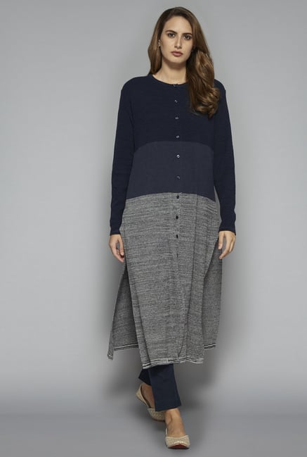 Utsa by Westside Grey Knit Kurta Utsa by Westside Grey Knit Kurta