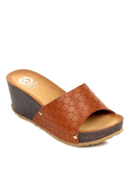 Pavers England Tan Wedge Heeled Sandals Pavers England Tan Wedge Heeled Sandals