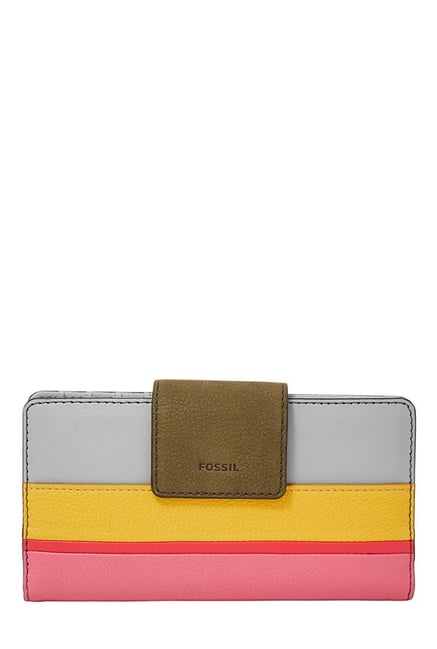Fossil Yellow & Pink Color Block Leather Bi-Fold Wallet Fossil Yellow & Pink Color Block Leather Bi-Fold Wallet