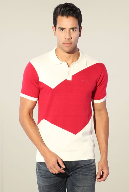 Van Heusen Pink & White Cotton Polo T-Shirt Van Heusen Pink & White Cotton Polo T-Shirt