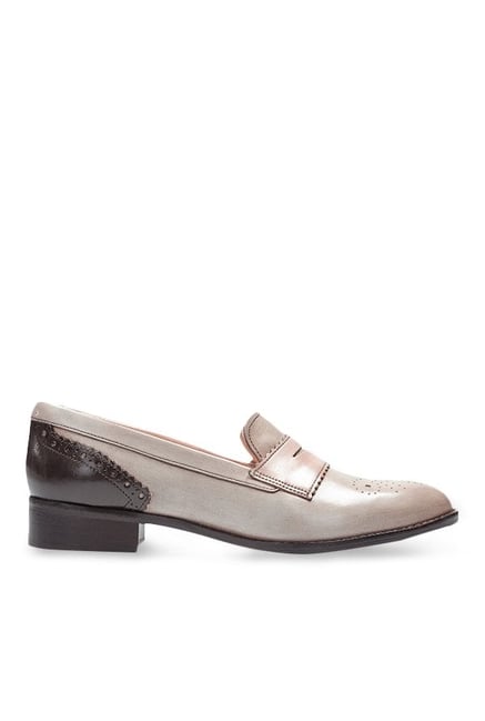 Clarks Netley Lola Light Grey & Dark Brown Loafers Clarks Netley Lola Light Grey & Dark Brown Loafers