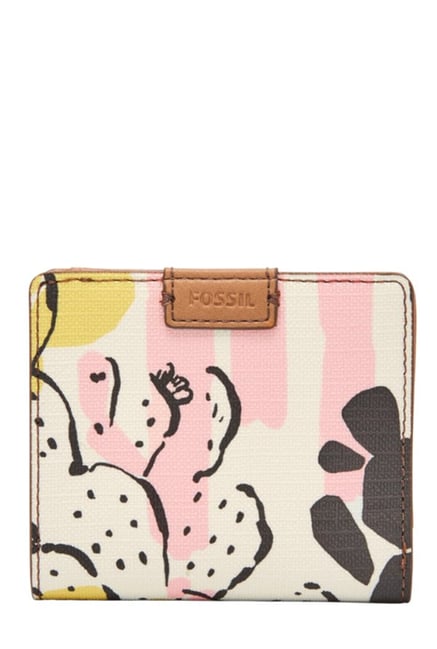 Fossil White & Pink Printed Leather RFID Bi-Fold Wallet Fossil White & Pink Printed Leather RFID Bi-Fold Wallet