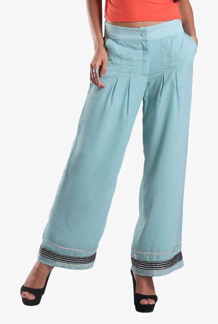 W Light Blue Cotton Palazzo W Light Blue Cotton Palazzo