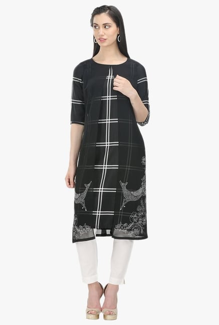 W Black Printed Cotton Kurta W Black Printed Cotton Kurta