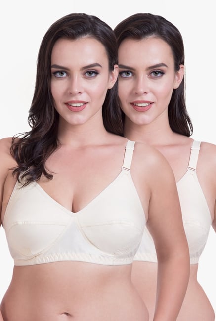 Rajnie Beige Non Wired Non Padded T-Shirt Bra (Pack Of 2) Rajnie Beige Non Wired Non Padded T-Shirt Bra (Pack Of 2)