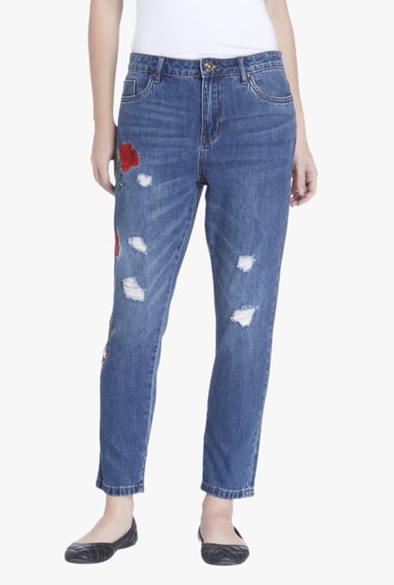 Only Blue Regular Fit Tattered Jeans Only Blue Regular Fit Tattered Jeans