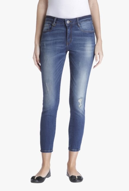 Only Blue Regular Fit High Rise Tattered Jeans Only Blue Regular Fit High Rise Tattered Jeans