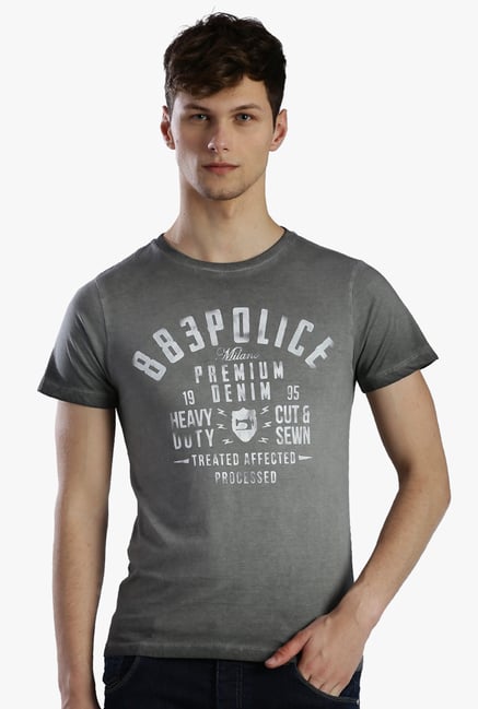 883 Police Dark Grey Printed Cotton T-Shirt 883 Police Dark Grey Printed Cotton T-Shirt