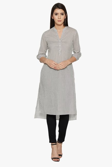 Globus Off White Striped Cotton Kurta Globus Off White Striped Cotton Kurta