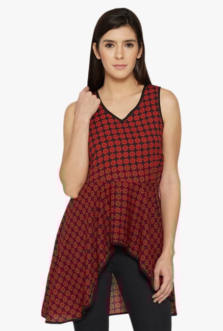 Globus Red Printed Bohemian Tunic Globus Red Printed Bohemian Tunic