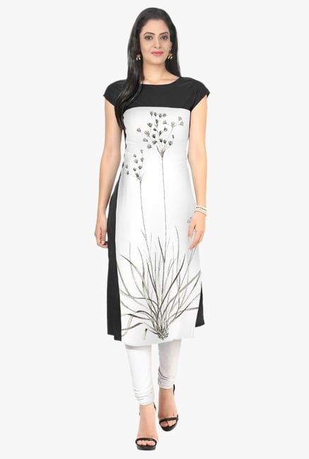 Ziyaa Black & Off White Printed Crepe Kurta Ziyaa Black & Off White Printed Crepe Kurta