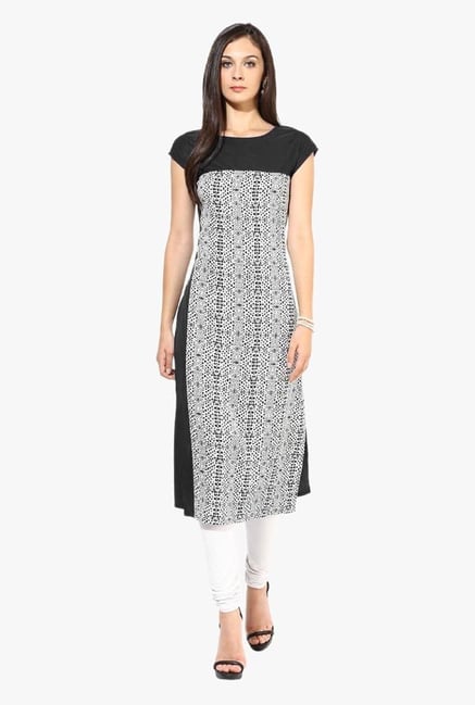 Ziyaa Black & White Printed Crepe Kurta Ziyaa Black & White Printed Crepe Kurta